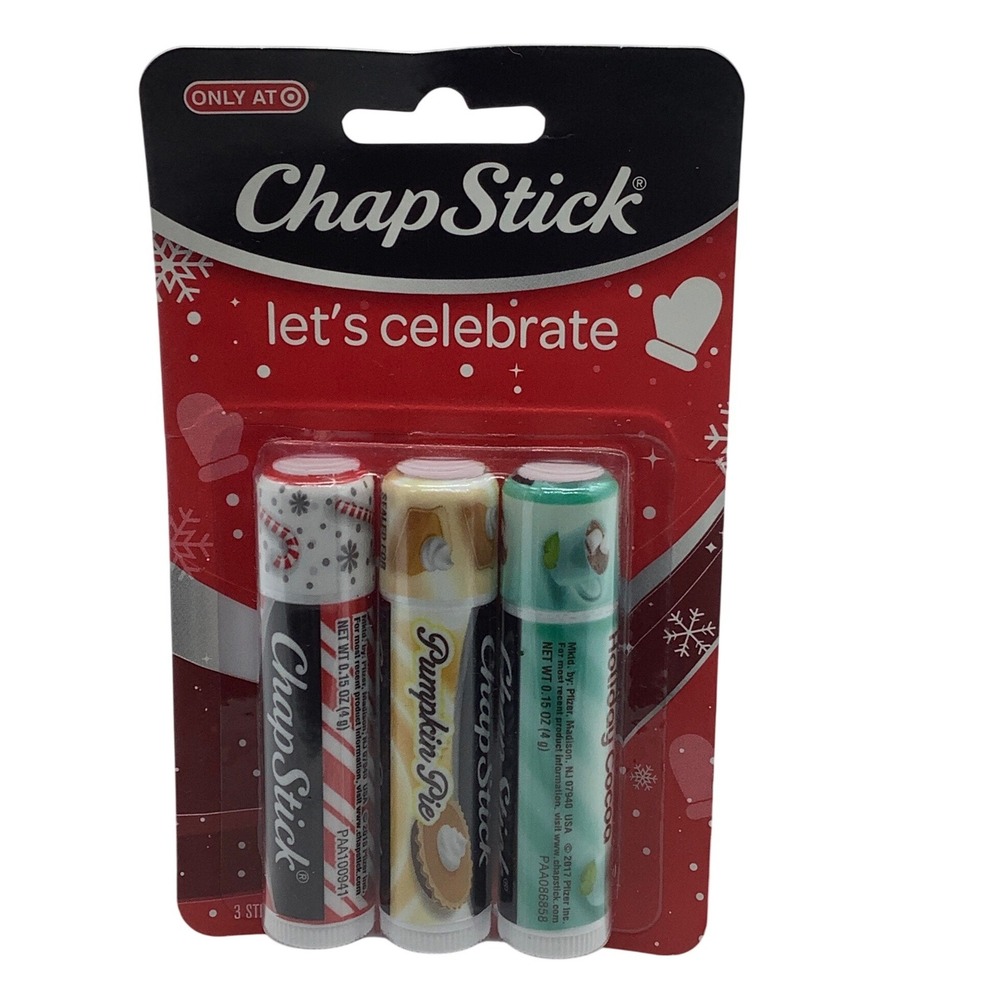 ChapStick Lets Celebrate Lip Balm 3 Pack Target Exclusive Pumpkin Pie Candy Cane